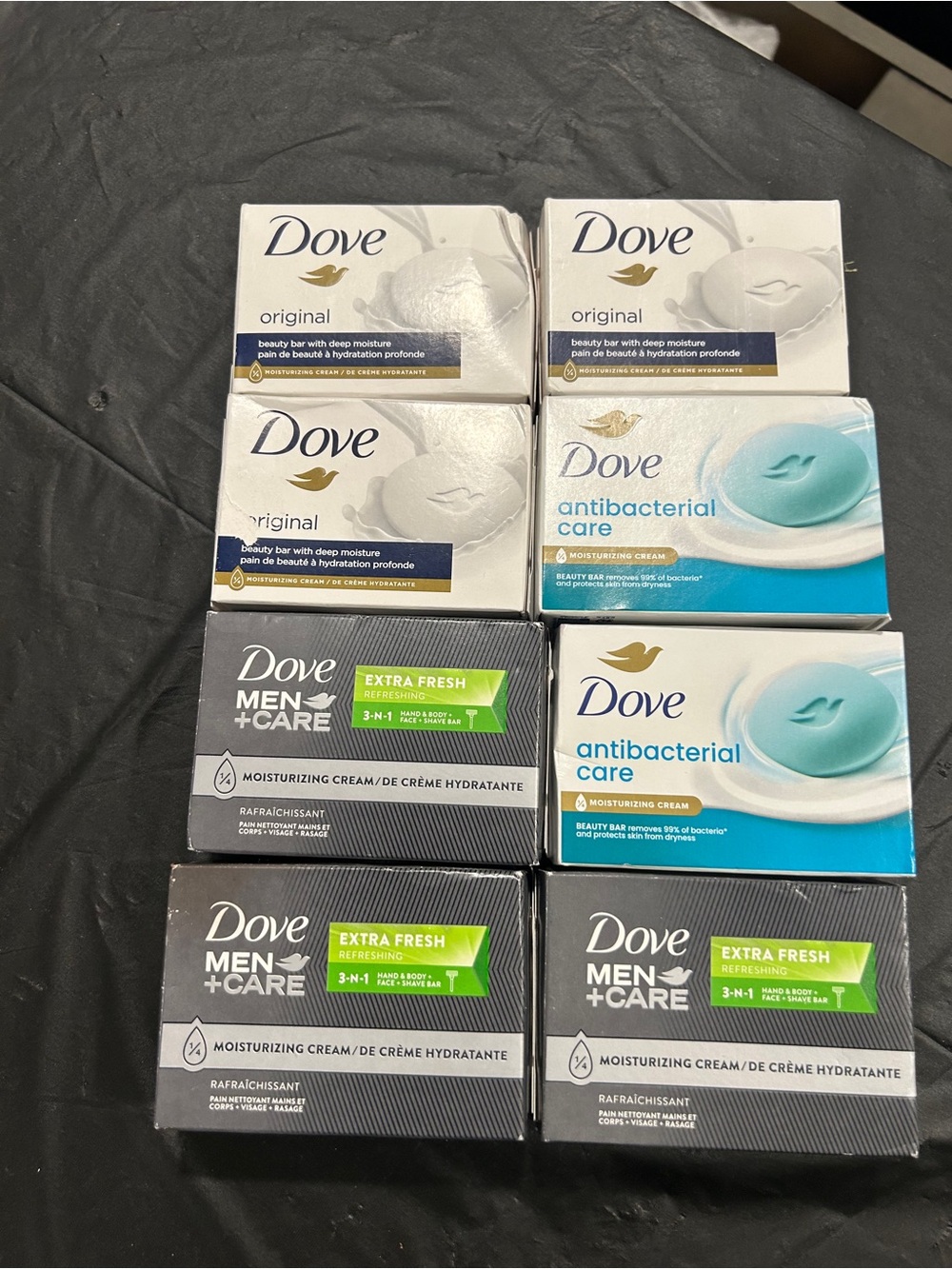 Dove Antibacterial & Original Soap Bundle in White and Light Blue